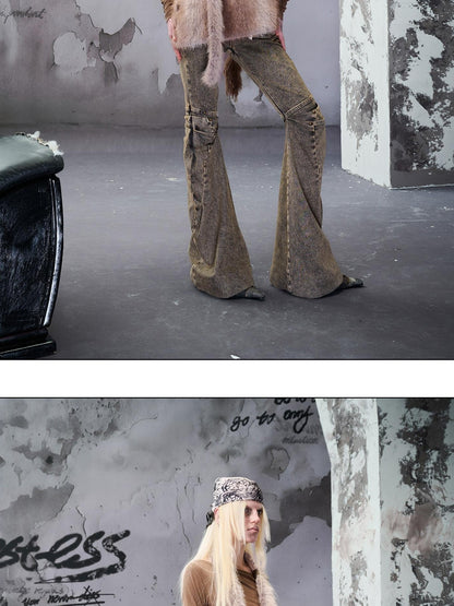 NORTH NODE Faux Fur Patchwork One Shoulder Punk Women&