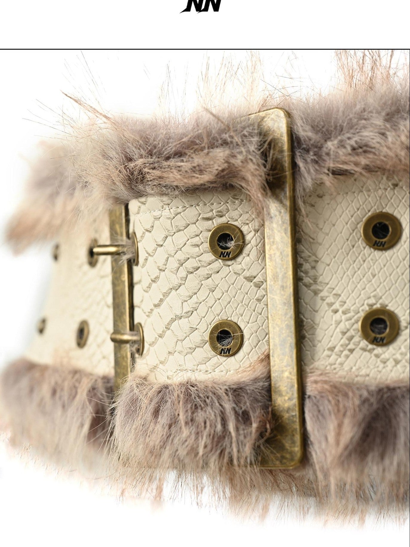 NORTH NODE Faux Fur Patchwork Snake Print Wide Women&
