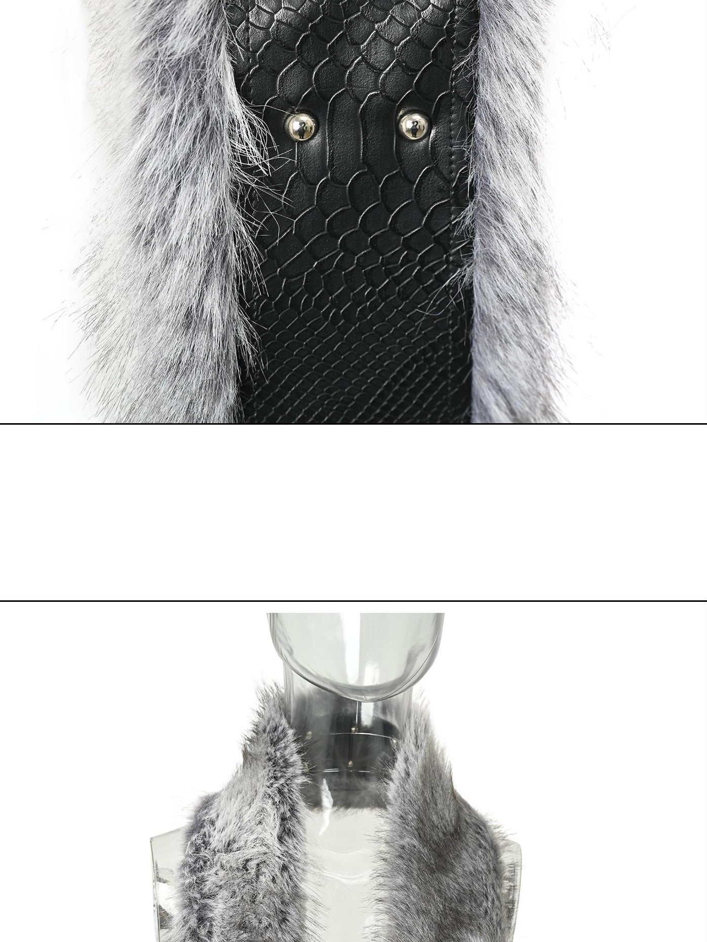 NORTH NODE Faux Fur Patchwork Snake Print Wide Women&