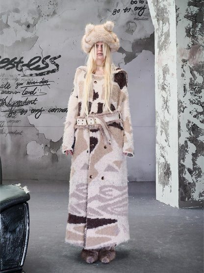 NORTH NODE Faux Fur Patchwork Snake Print Wide Women&