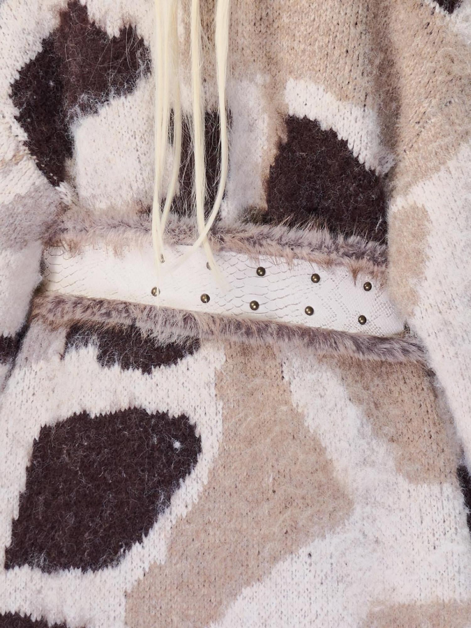 NORTH NODE Faux Fur Patchwork Snake Print Wide Women&