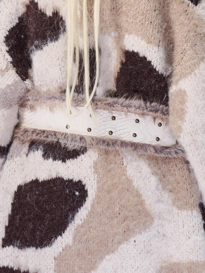 NORTH NODE Faux Fur Patchwork Snake Print Wide Women&