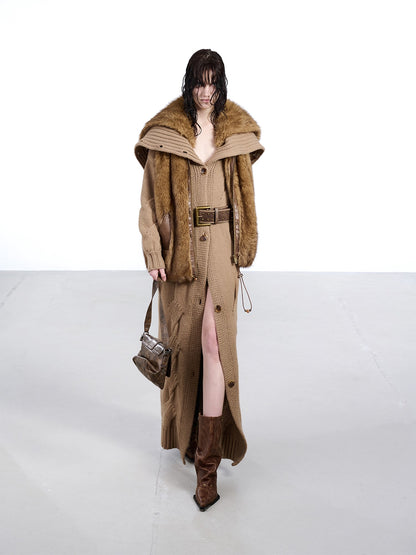 NORTH NODE Faux Fur Patchwork Stand Collar Zip Women&