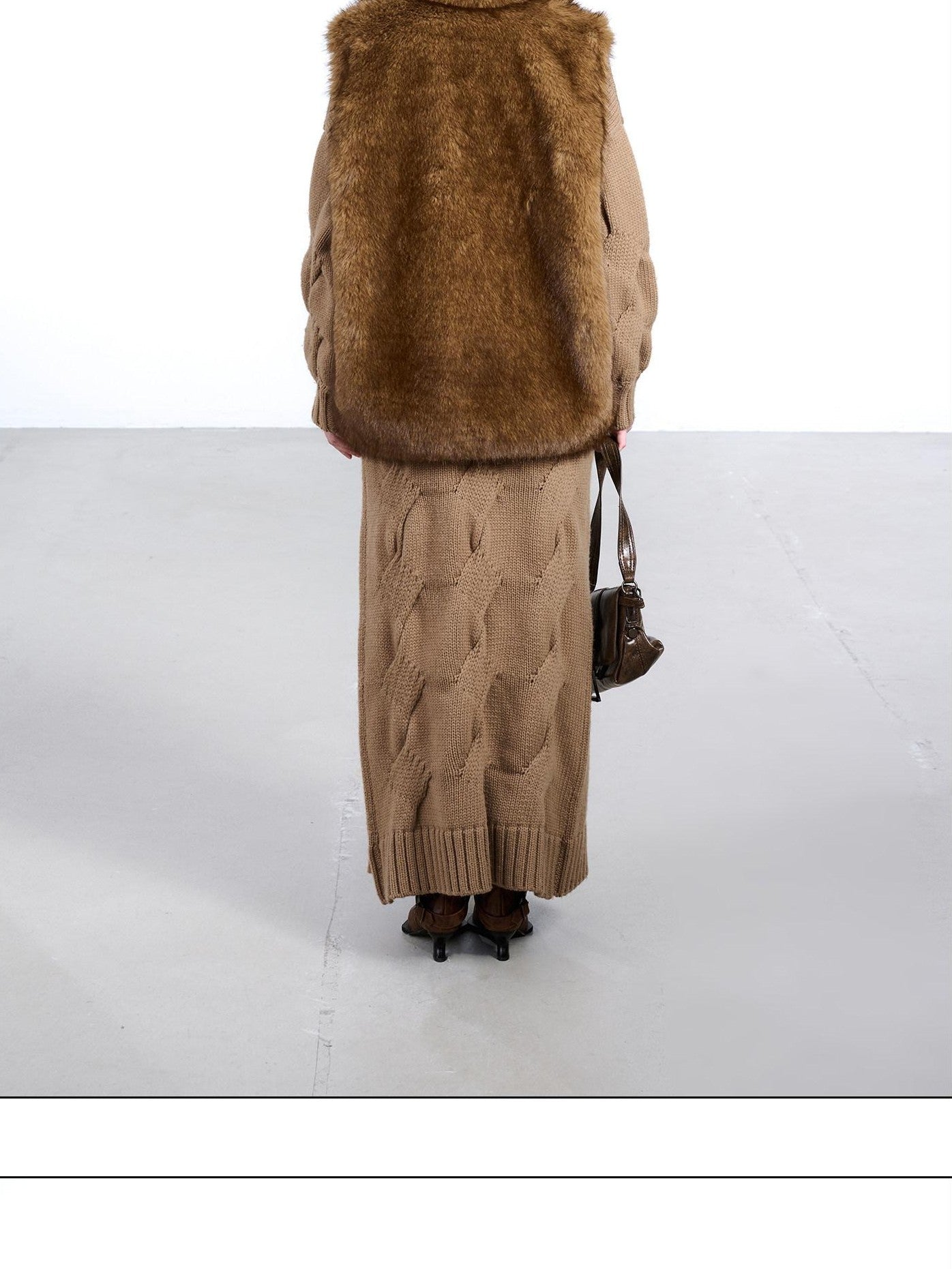 NORTH NODE Faux Fur Patchwork Stand Collar Zip Women&