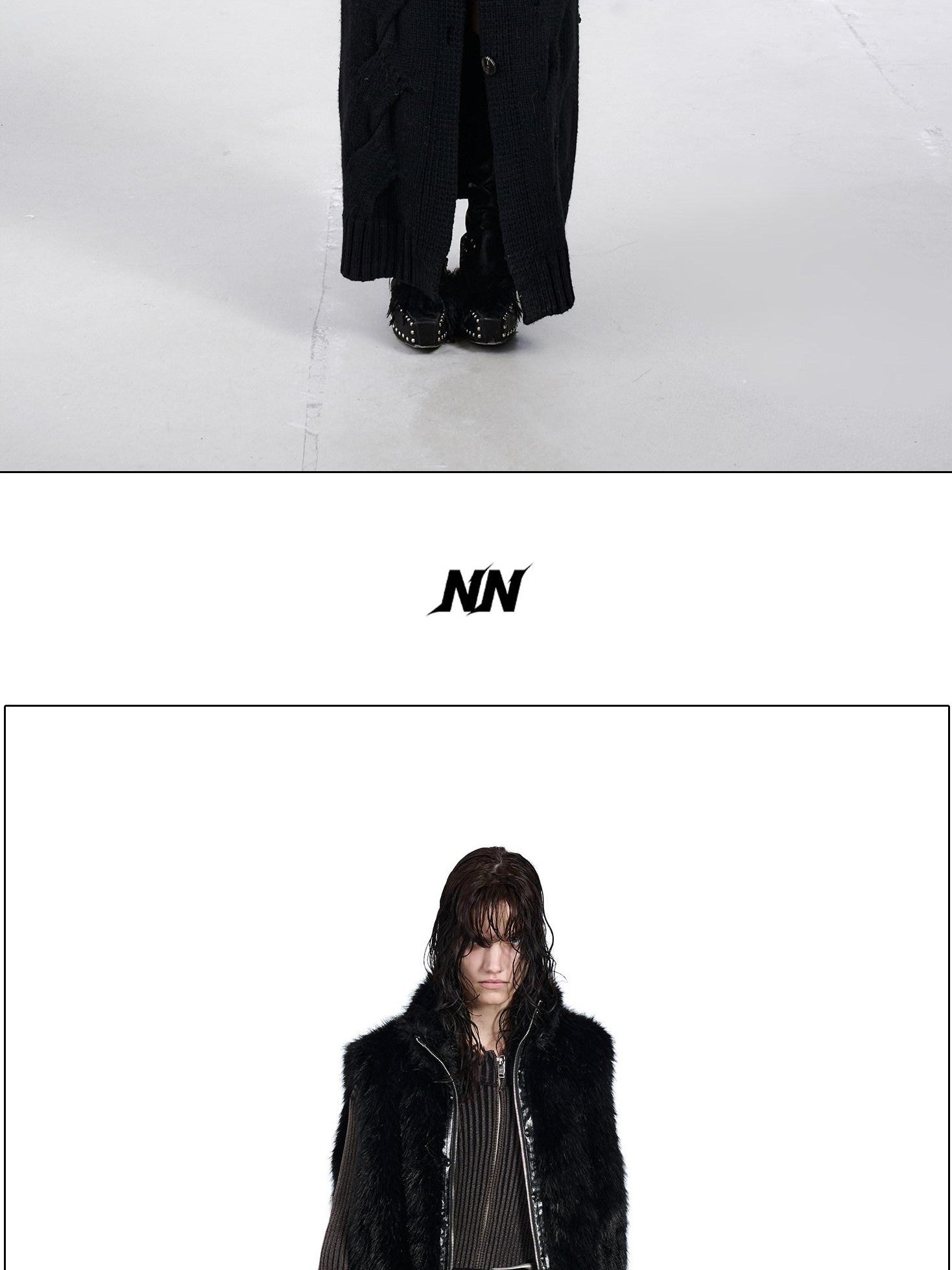 NORTH NODE Faux Fur Patchwork Stand Collar Zip Women&