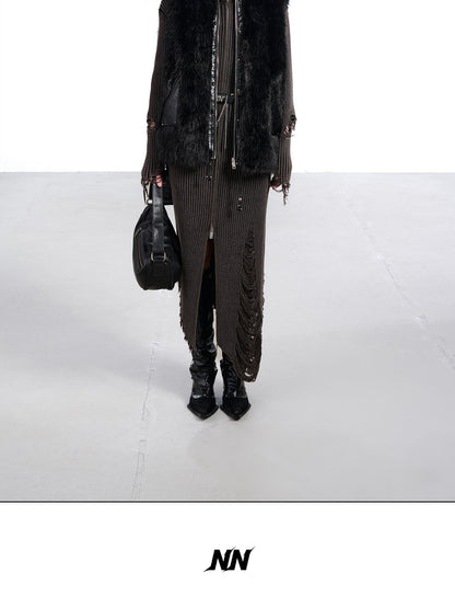 NORTH NODE Faux Fur Patchwork Stand Collar Zip Women&