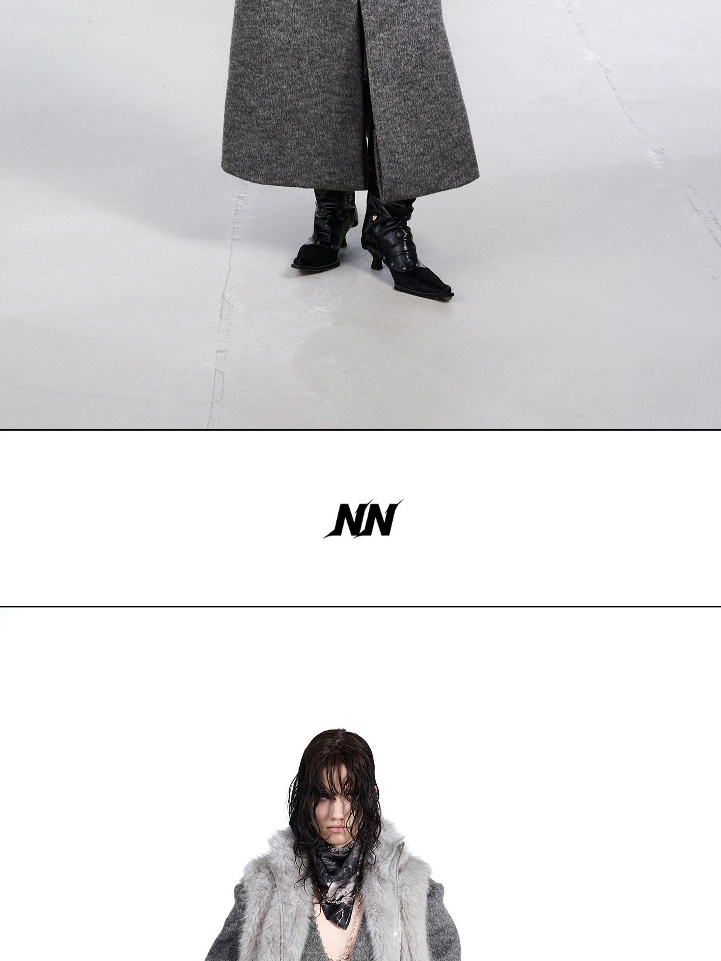 NORTH NODE Faux Fur Patchwork Stand Collar Zip Women&