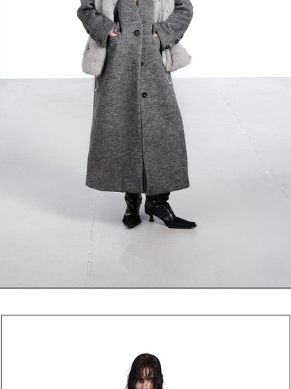 NORTH NODE Faux Fur Patchwork Stand Collar Zip Women&