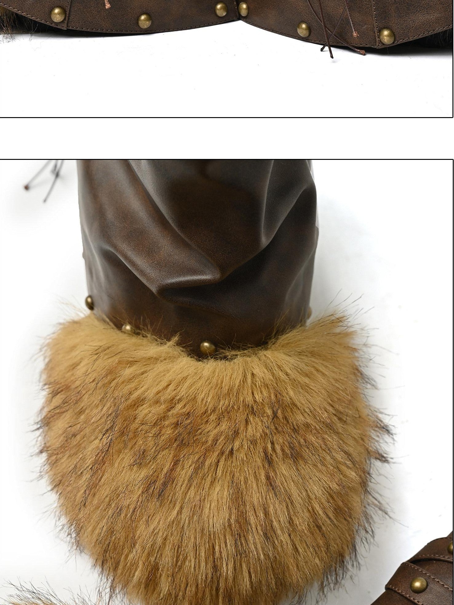 NORTH NODE Faux Fur Patchwork Studded Beaded Round Toe Women&