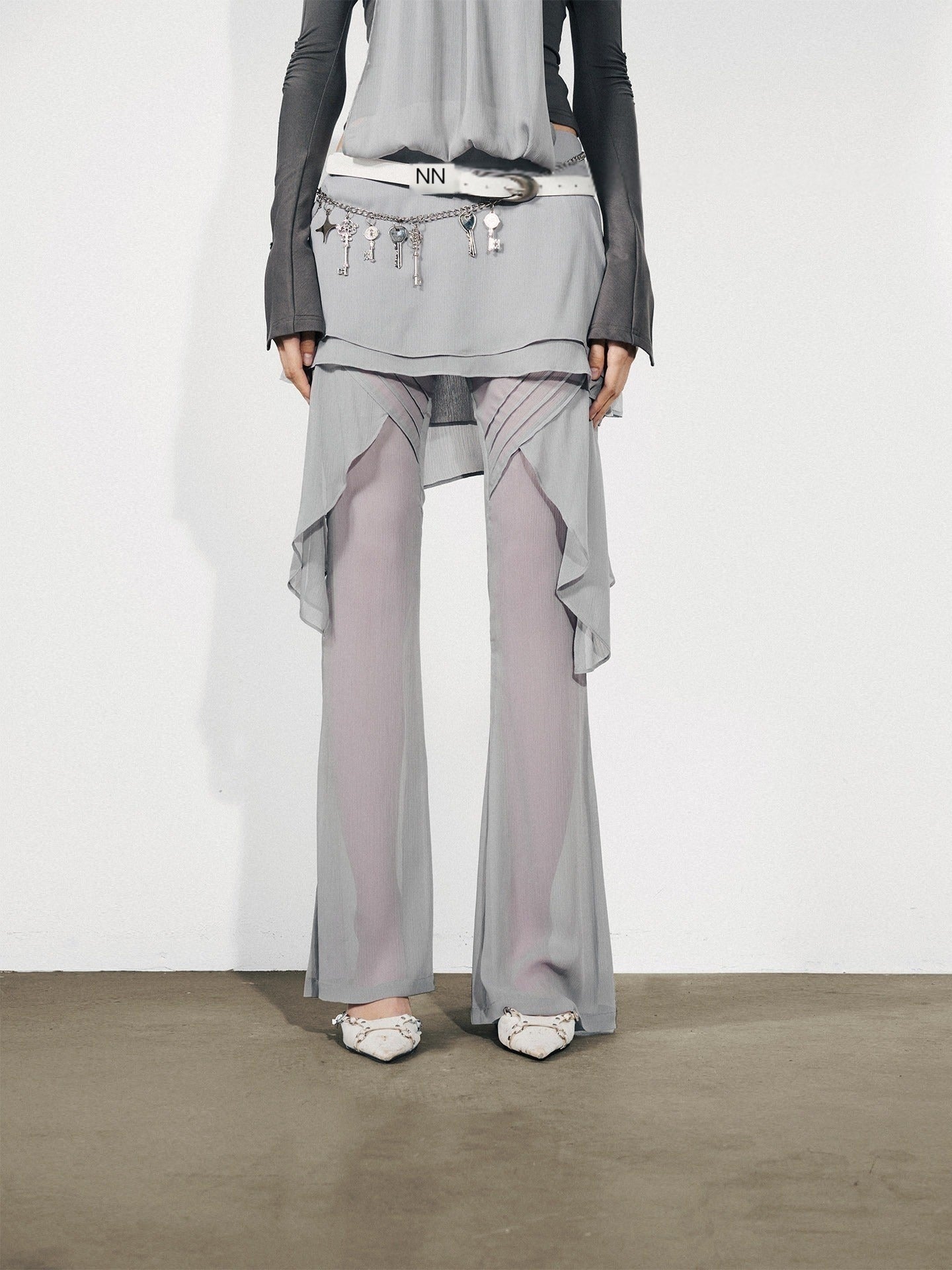 NORTH_NODE_Figure_Slimming_Draped_Ruffle_Hem_Micro_Flare_Women&