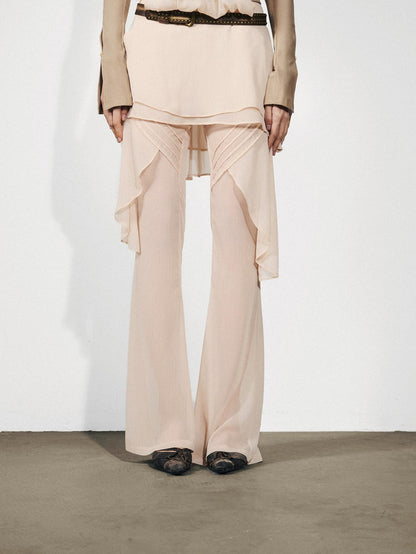 NORTH NODE Figure Slimming Draped Ruffle Hem Micro Flare Women&