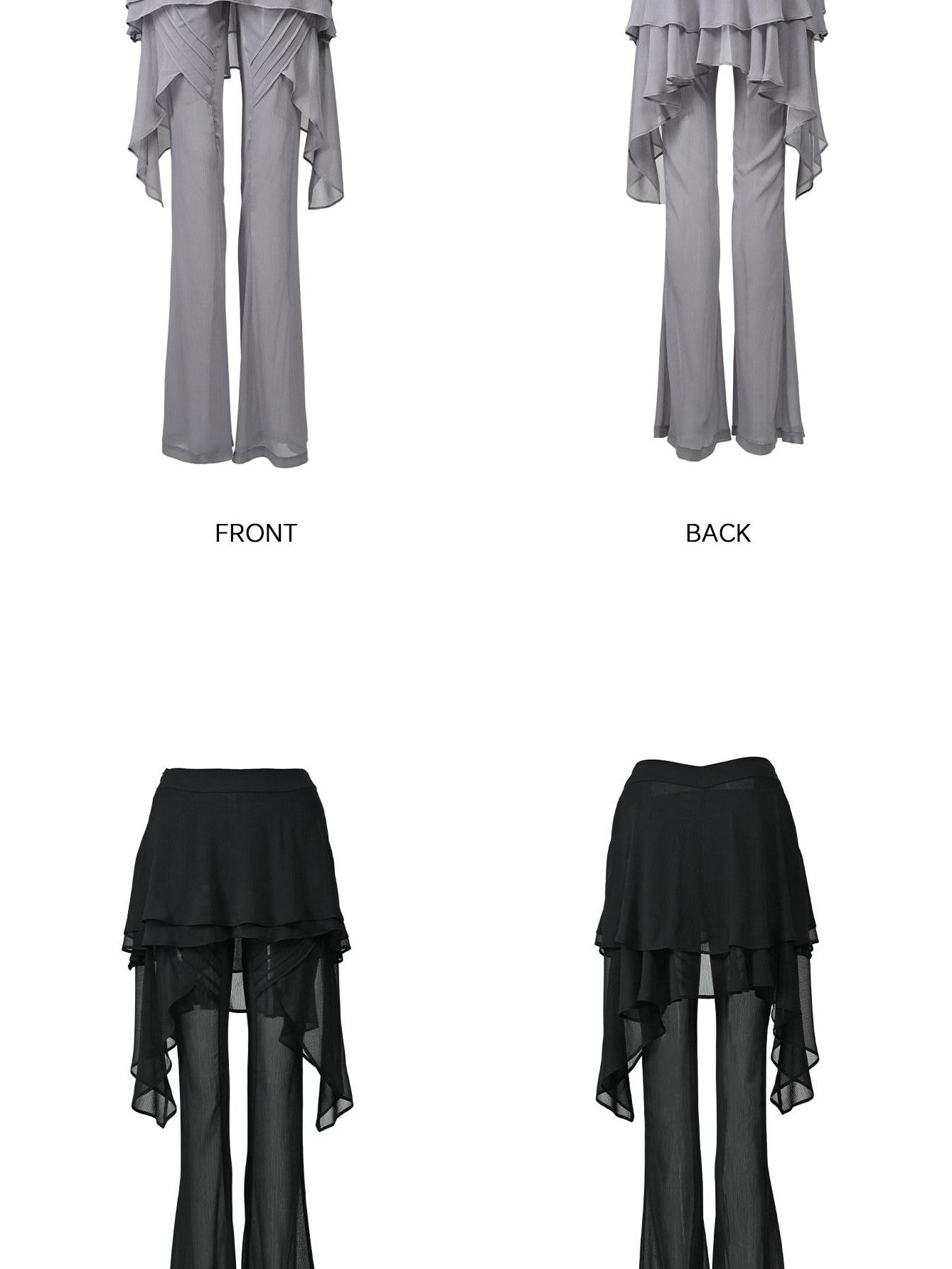 NORTH NODE Figure Slimming Draped Ruffle Hem Micro Flare Women&