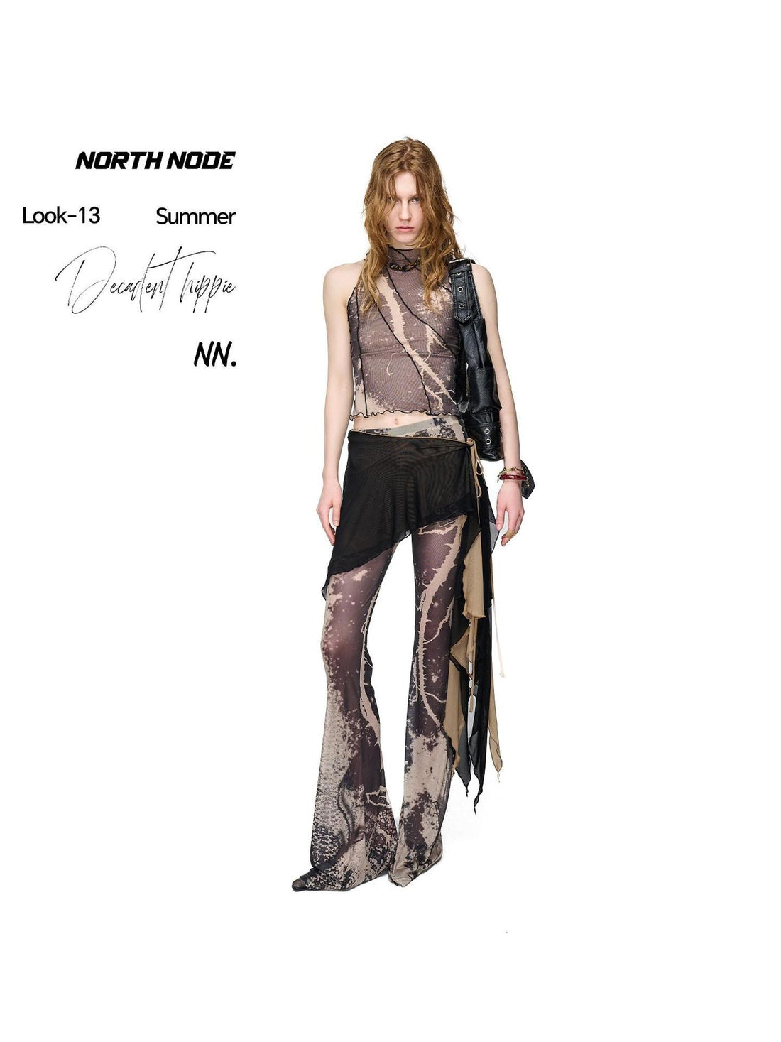 NORTH NODE Floral Vine Print Slimming Ruffle Edge Women&