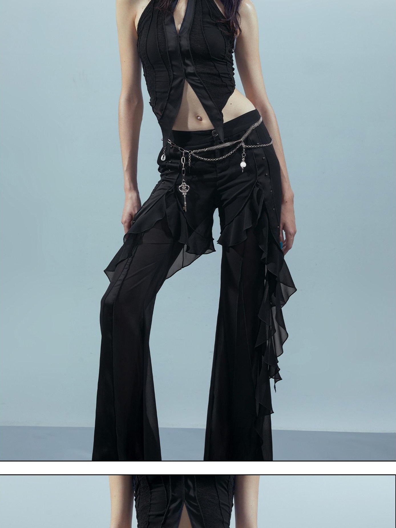 NORTH NODE Flowy Patchwork Studded Chiffon Women&