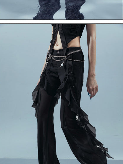 NORTH NODE Flowy Patchwork Studded Chiffon Women&