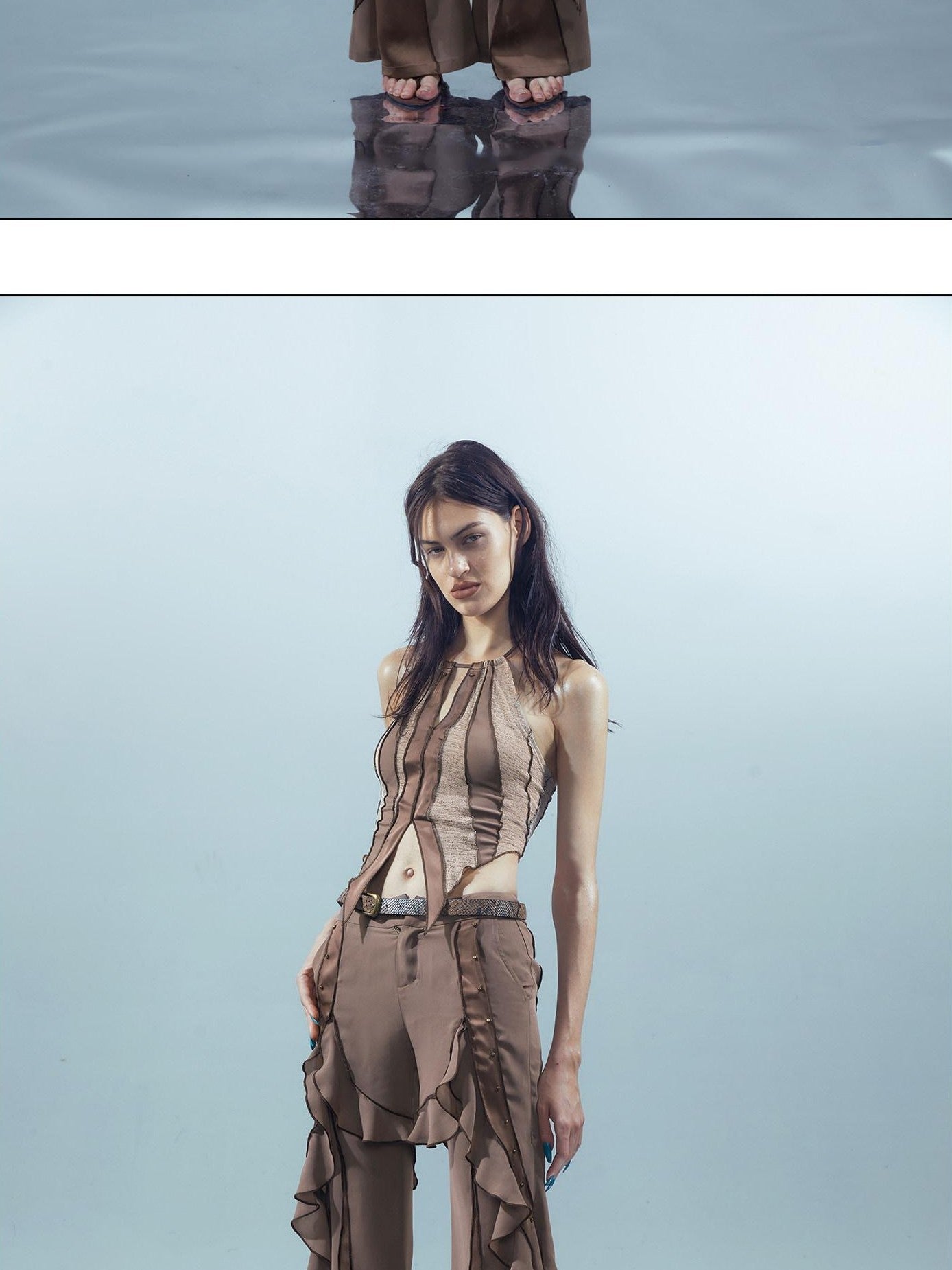 NORTH NODE Flowy Patchwork Studded Chiffon Women&