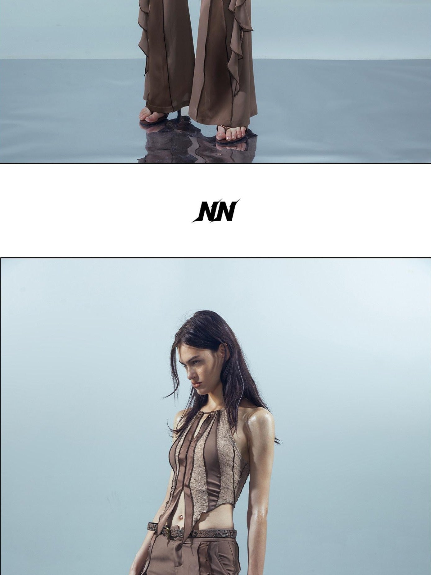 NORTH NODE Flowy Patchwork Studded Chiffon Women&