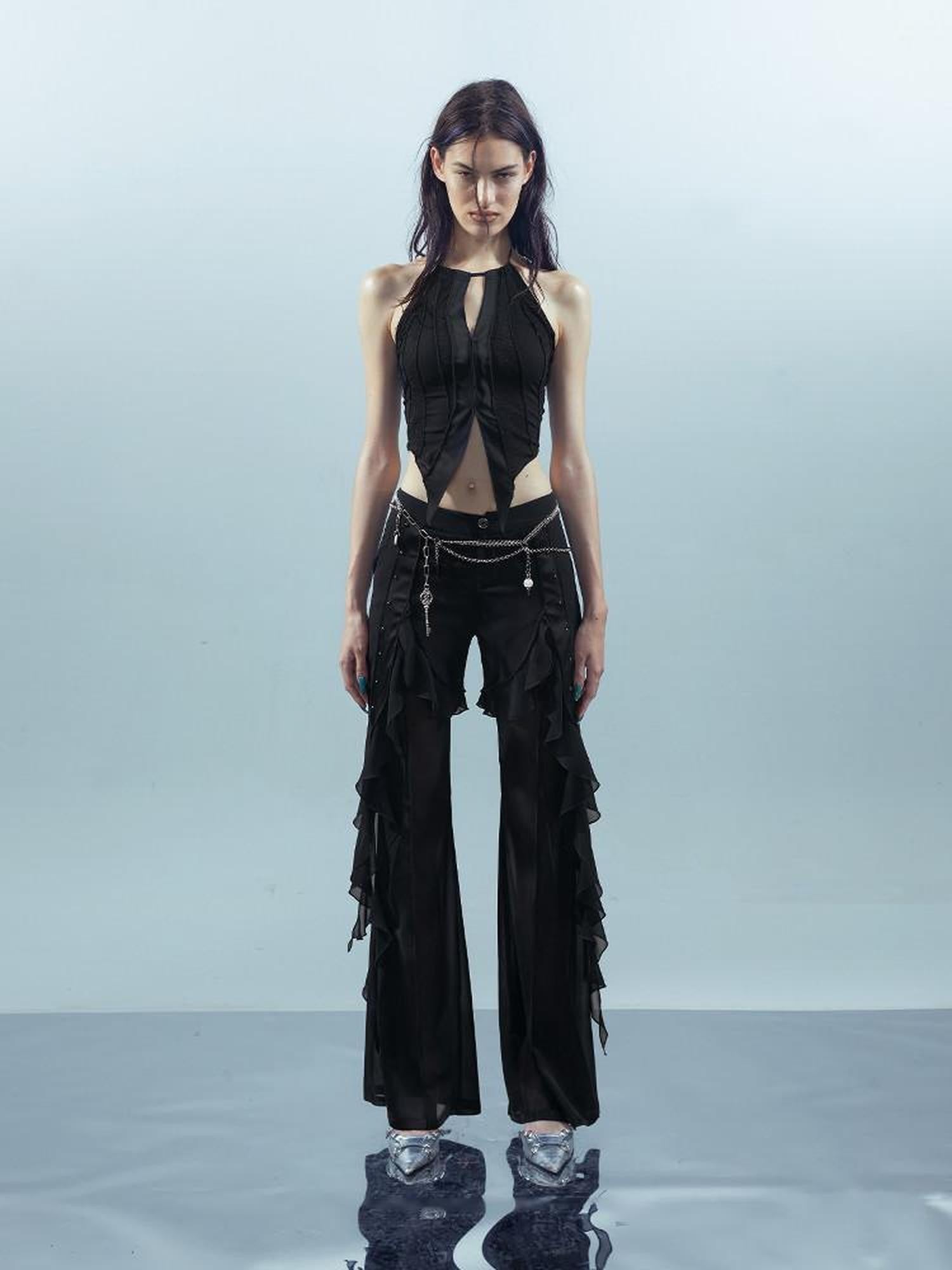 NORTH NODE Flowy Patchwork Studded Chiffon Women&