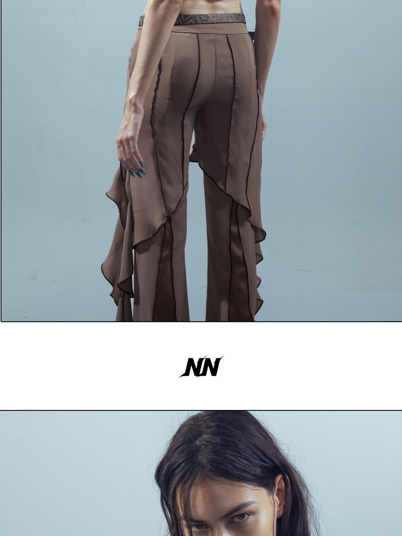 NORTH NODE Flowy Patchwork Studded Chiffon Women&
