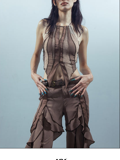 NORTH NODE Flowy Patchwork Studded Chiffon Women&