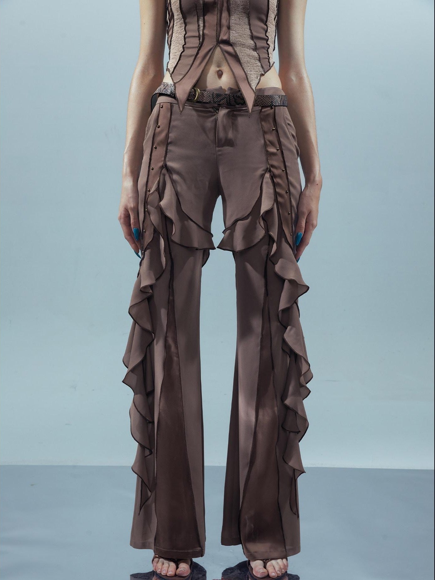 NORTH NODE Flowy Patchwork Studded Chiffon Women&