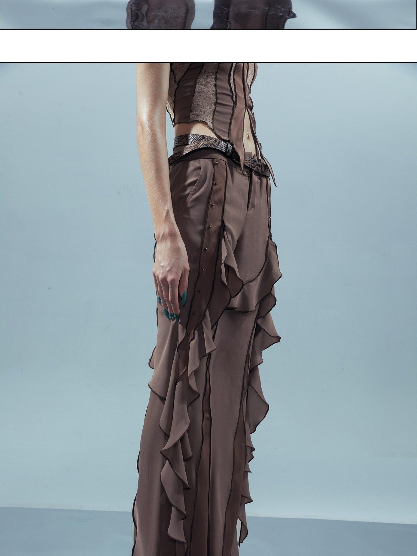 NORTH NODE Flowy Patchwork Studded Chiffon Women&