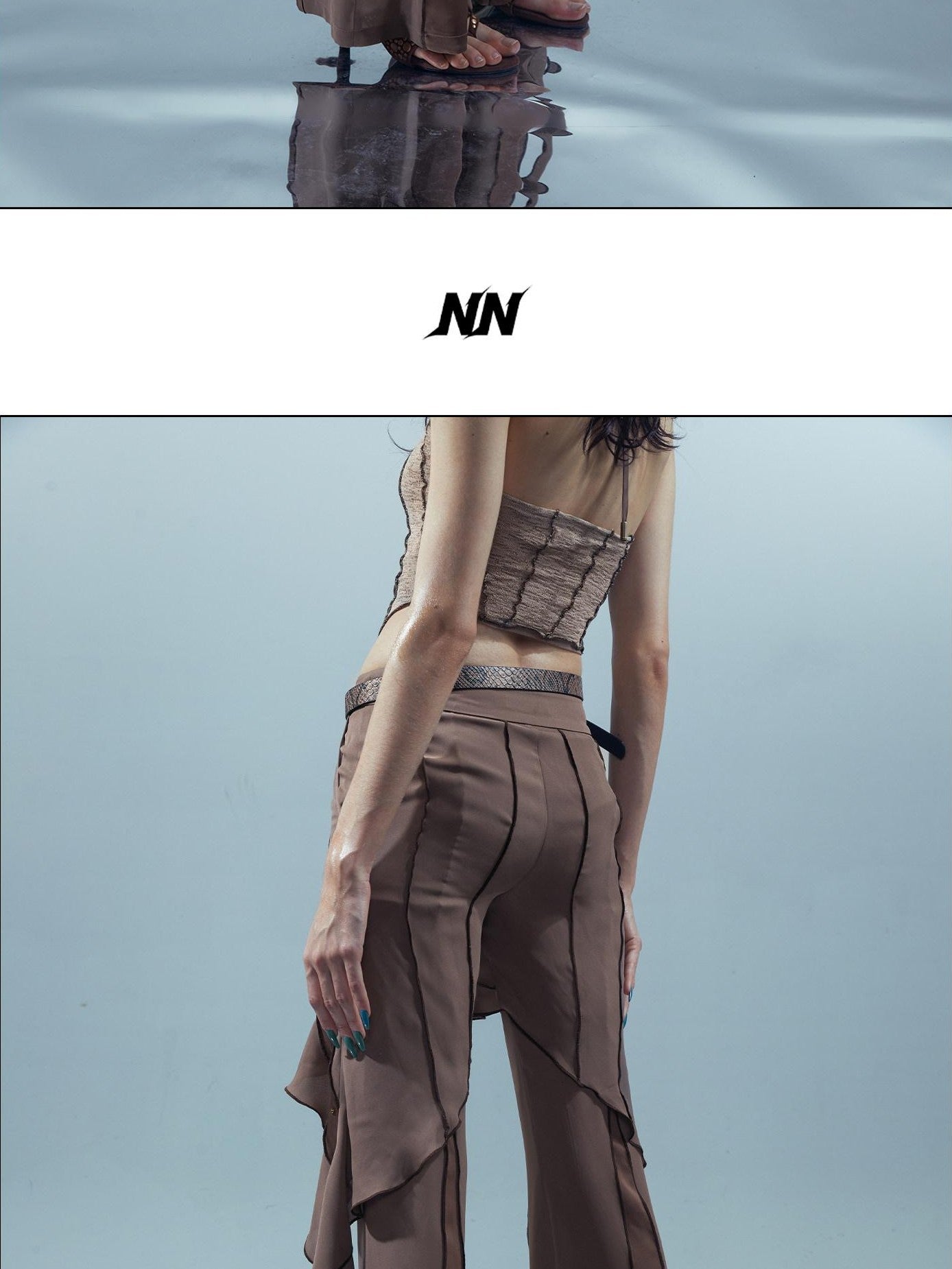 NORTH NODE Flowy Patchwork Studded Chiffon Women&