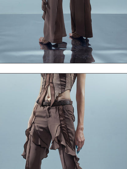 NORTH NODE Flowy Patchwork Studded Chiffon Women&