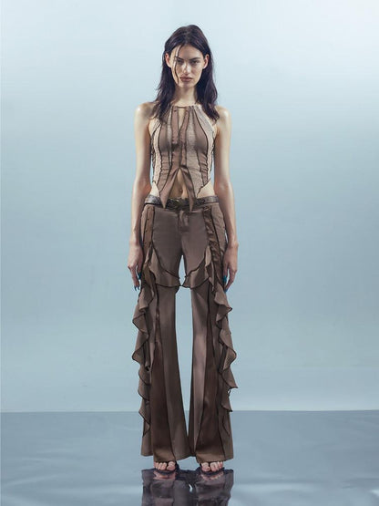 NORTH NODE Flowy Patchwork Studded Chiffon Women&