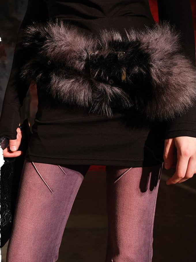 NORTH NODE Fluffy Faux Fur Corset Single Loop Women&