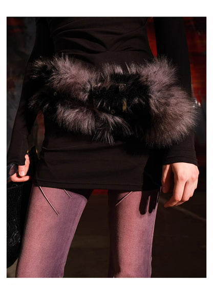 NORTH NODE Fluffy Faux Fur Corset Single Loop Women&
