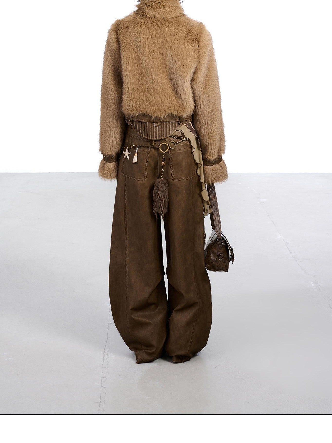 NORTH NODE Fluffy Spliced Layered Zipper Women&