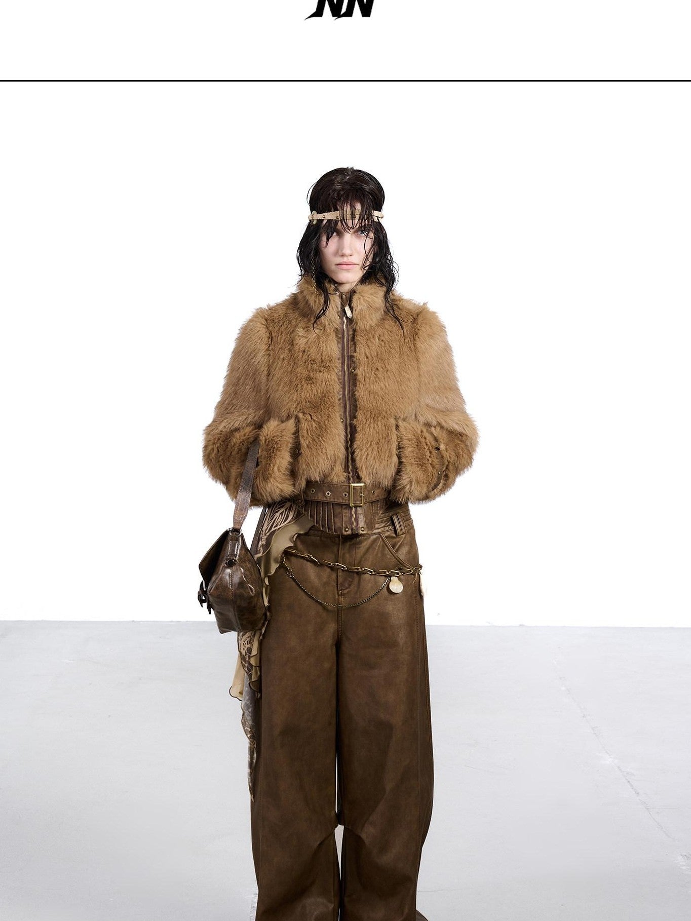 NORTH NODE Fluffy Spliced Layered Zipper Women&