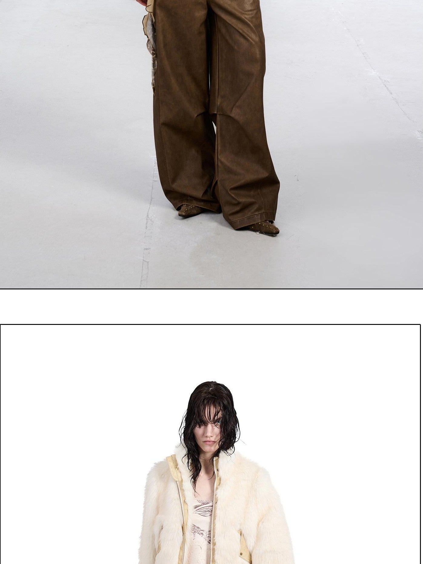 NORTH NODE Fluffy Spliced Layered Zipper Women&