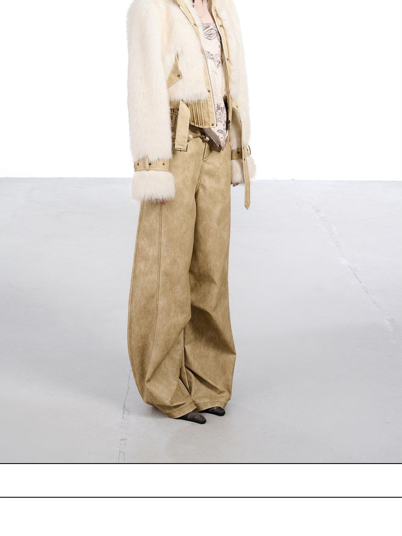 NORTH NODE Fluffy Spliced Layered Zipper Women&