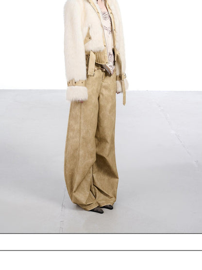 NORTH NODE Fluffy Spliced Layered Zipper Women&