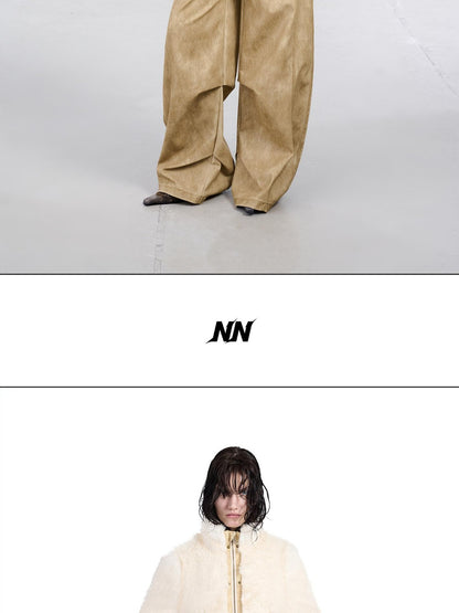 NORTH NODE Fluffy Spliced Layered Zipper Women&
