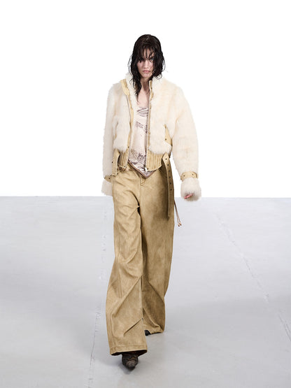NORTH NODE Fluffy Spliced Layered Zipper Women&