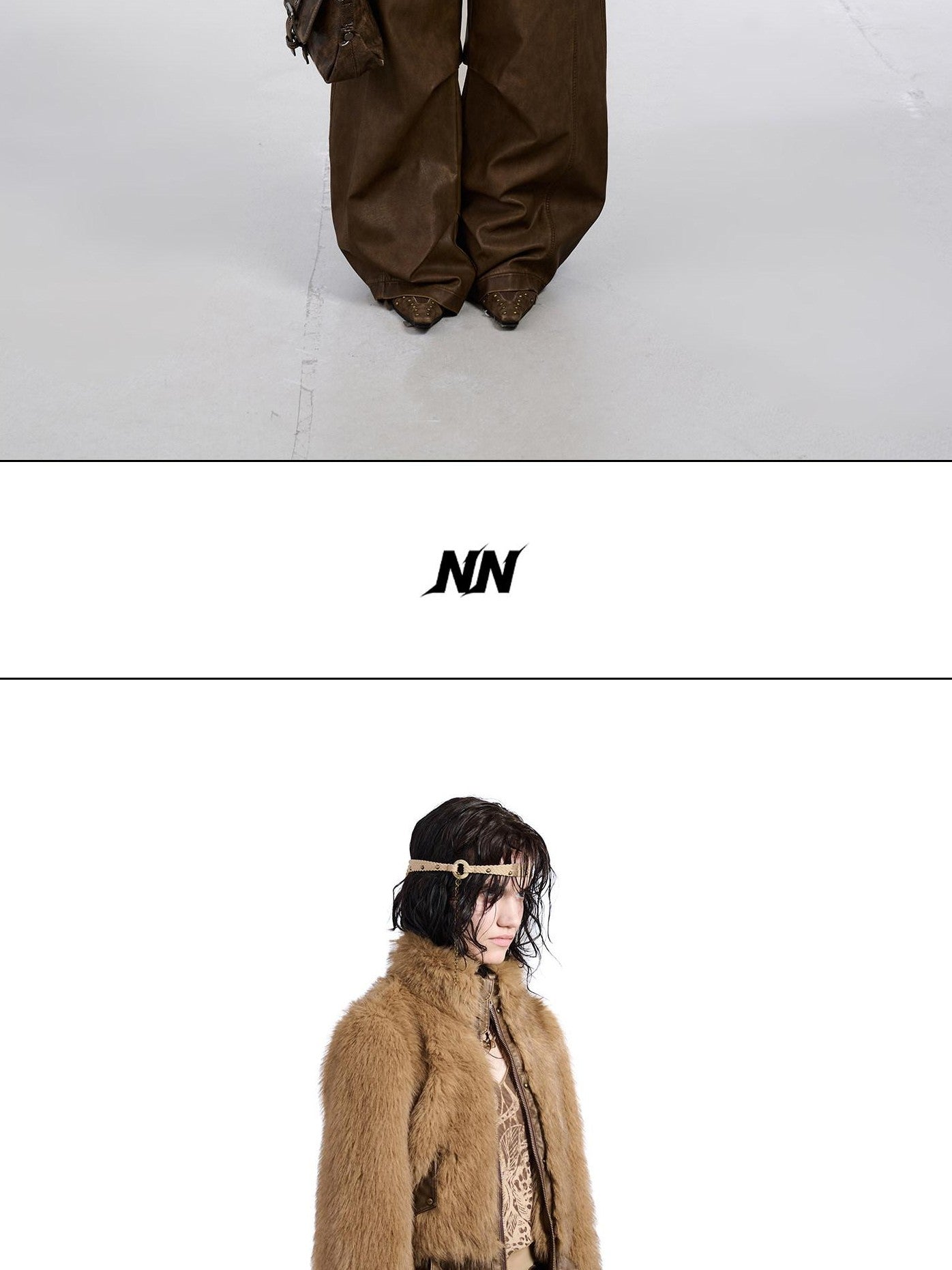 NORTH NODE Fluffy Spliced Layered Zipper Women&