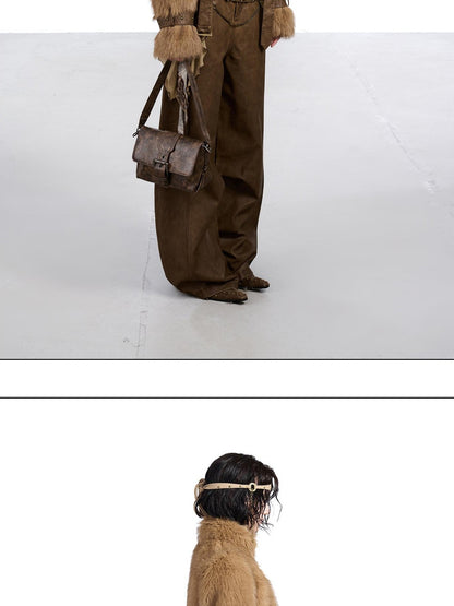 NORTH NODE Fluffy Spliced Layered Zipper Women&