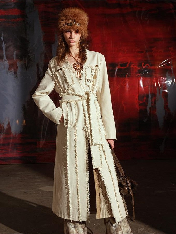 NORTH NODE Frayed Edge Hand Beaded Buttons Heavy Embellished Women&