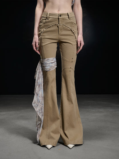 NORTH NODE Frayed Hem Washed Scarf Tie Natural Waist Women&
