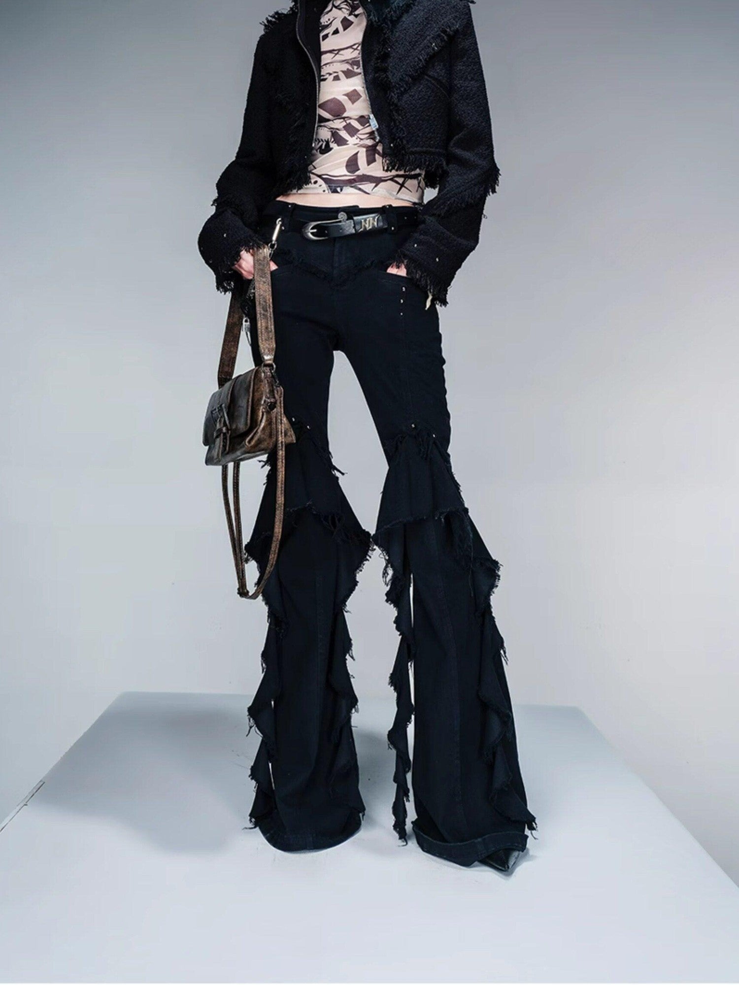 NORTH NODE Fringe Tassel Boucle Jacket And Skirt Women&