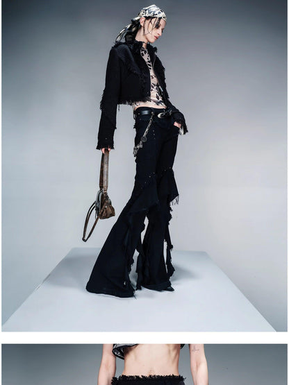 NORTH NODE Fringe Tassel Boucle Jacket And Skirt Women&