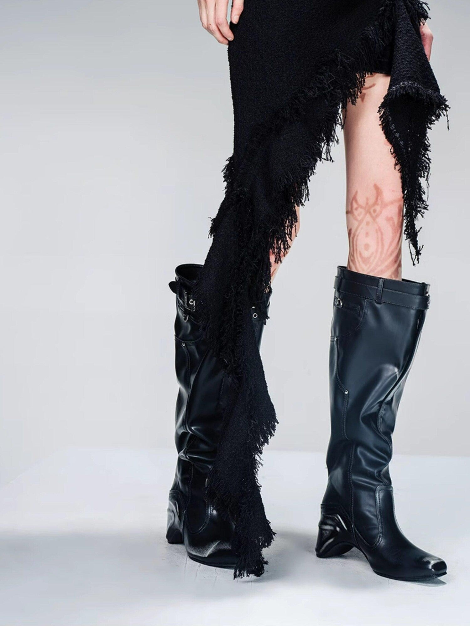 NORTH NODE Fringe Tassel Boucle Jacket And Skirt Women&