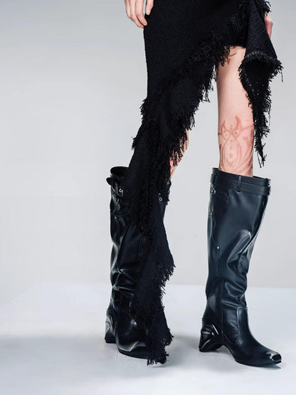 NORTH NODE Fringe Tassel Boucle Jacket And Skirt Women&