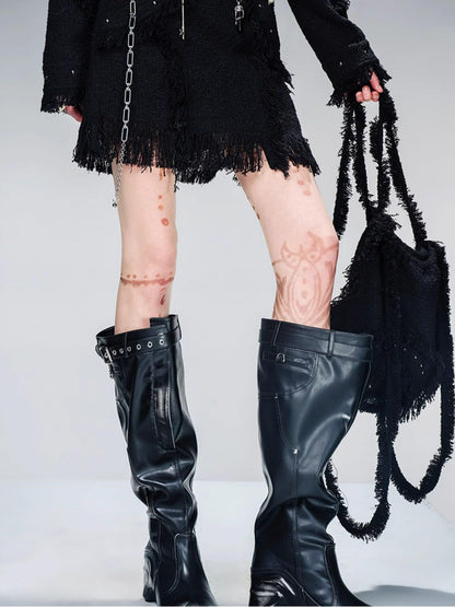 NORTH NODE Fringe Tassel Boucle Jacket And Skirt Women&