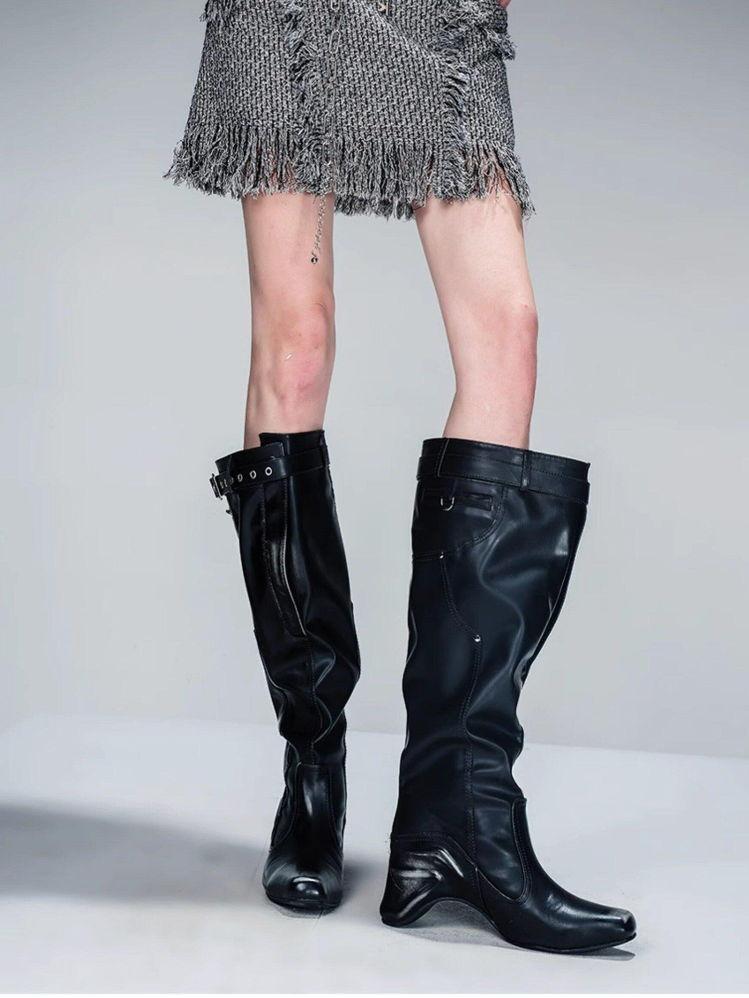 NORTH NODE Fringe Tassel Boucle Jacket And Skirt Women&