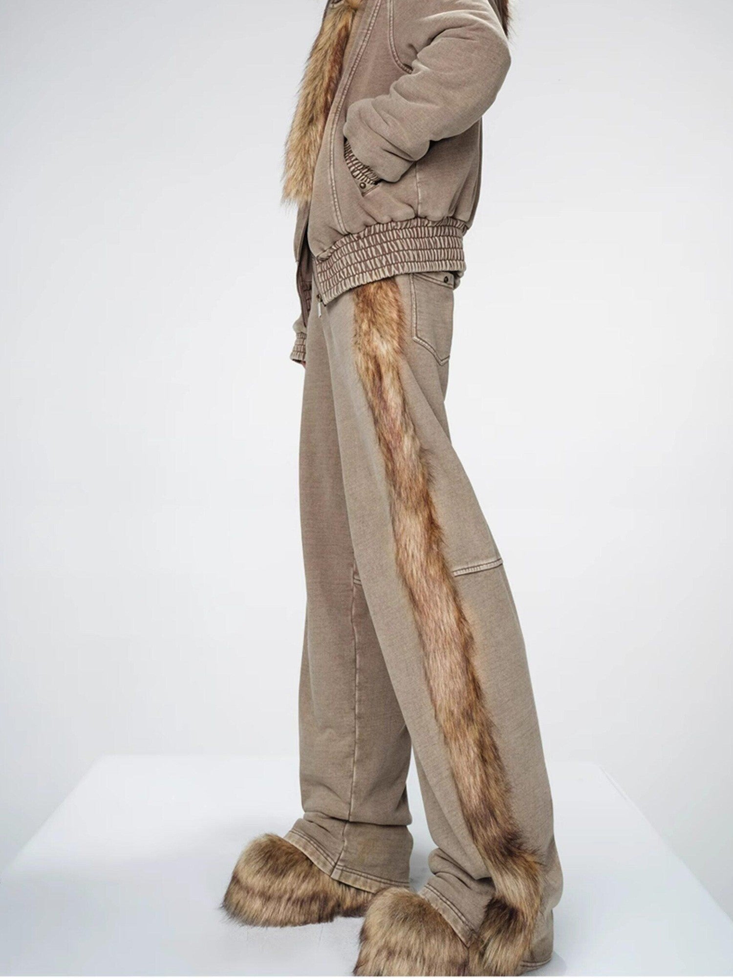 NORTH NODE Fur Collar Washed Quilted Hooded Women&