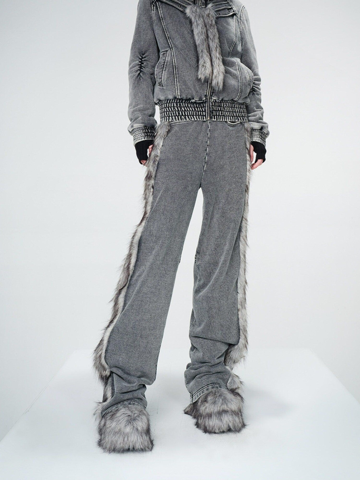 NORTH NODE Fur Collar Washed Quilted Hooded Women&
